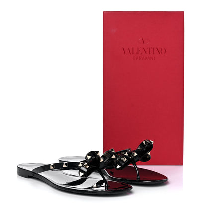 Valentino Garavani PVC Jelly Rockstud Bow Thong Sandals 41 Black 8 of 8