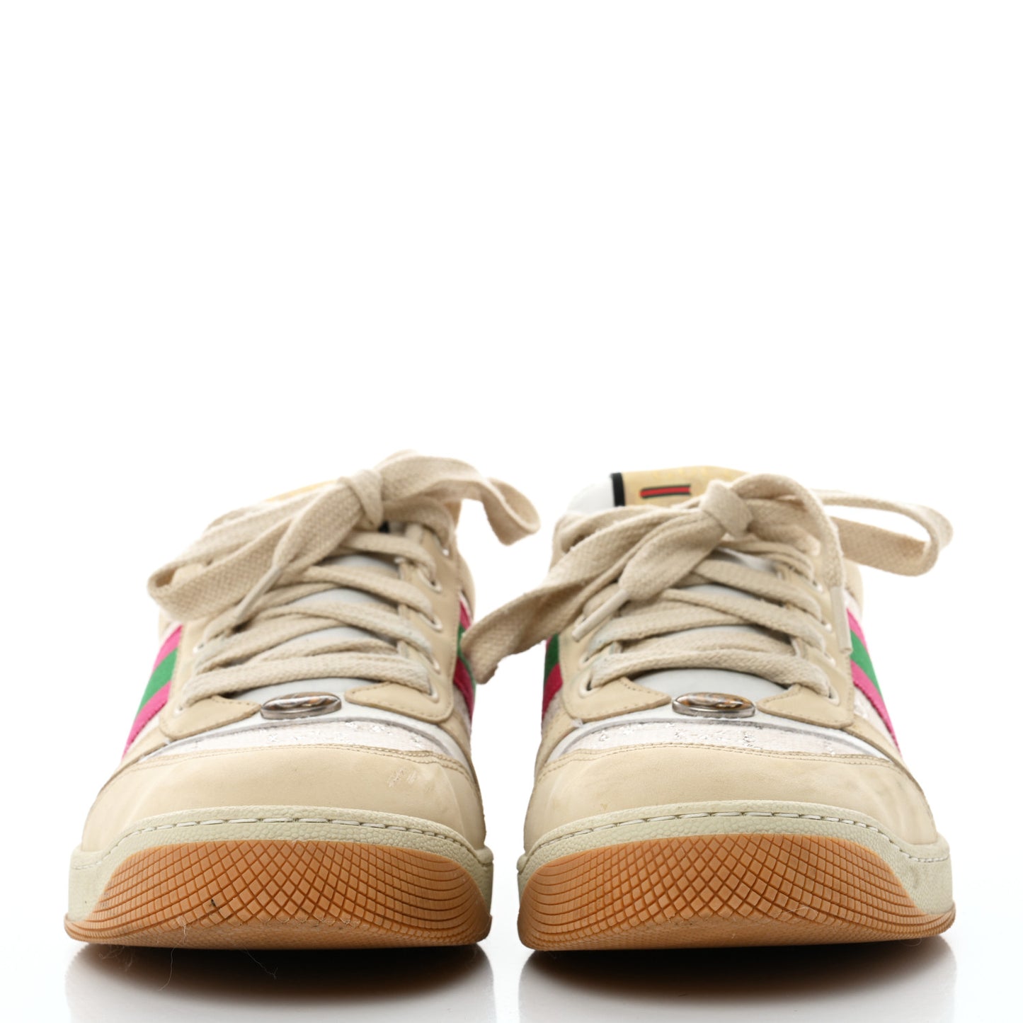 Lame GG Monogram Nubuck Web Screener Sneakers 41 Gardenia Silver Dusty Milk White