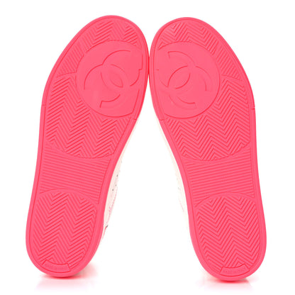 Chanel Calfskin Womens Logo Sneakers 40 Fuchsia White 5 of 10