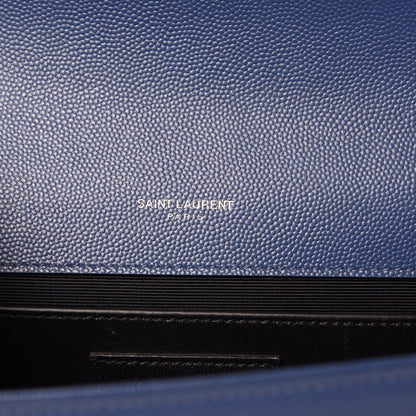 Saint Laurent Grain De Poudre Medium Classic Monogram Kate Satchel Denim Blue 6 of 9