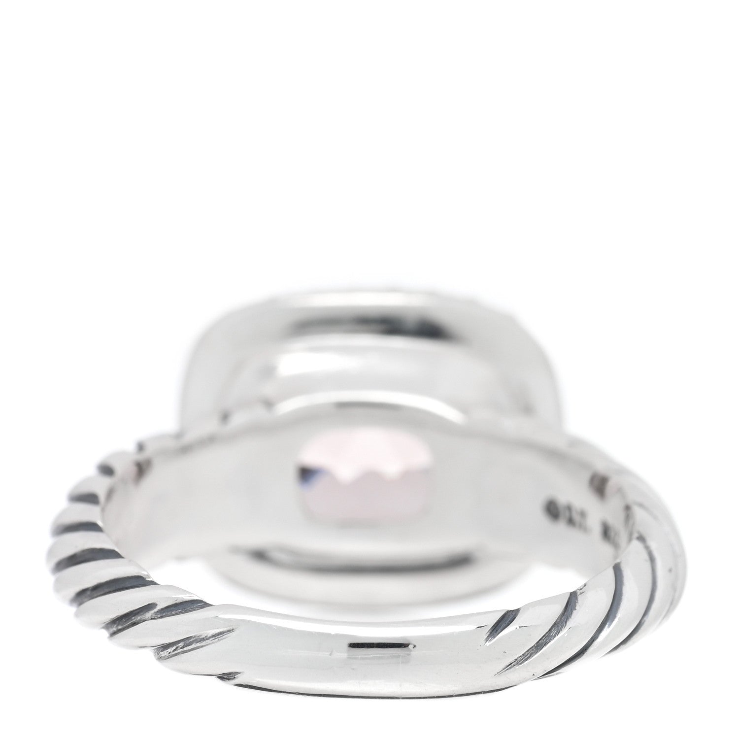 David Yurman Sterling Silver Diamond Morganite 10mm Noblesse Ring 54 7 3 of 4