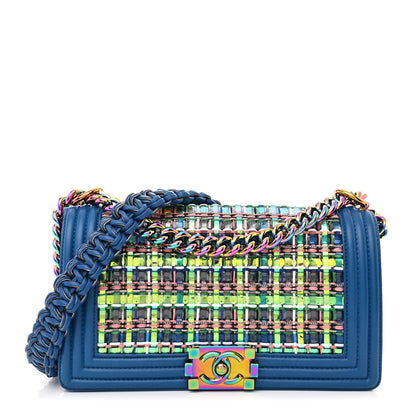 Chanel PVC Thread Woven Medium Boy Flap Dark Blue 1 of 12