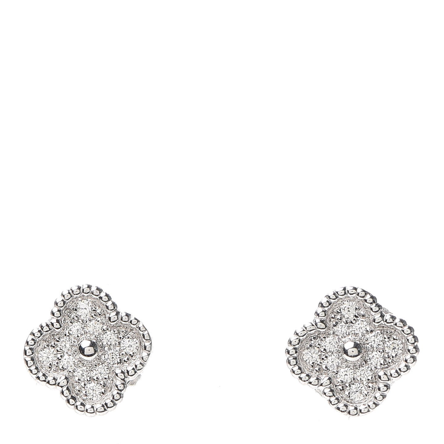 18K White Gold Diamond Sweet Alhambra Earrings