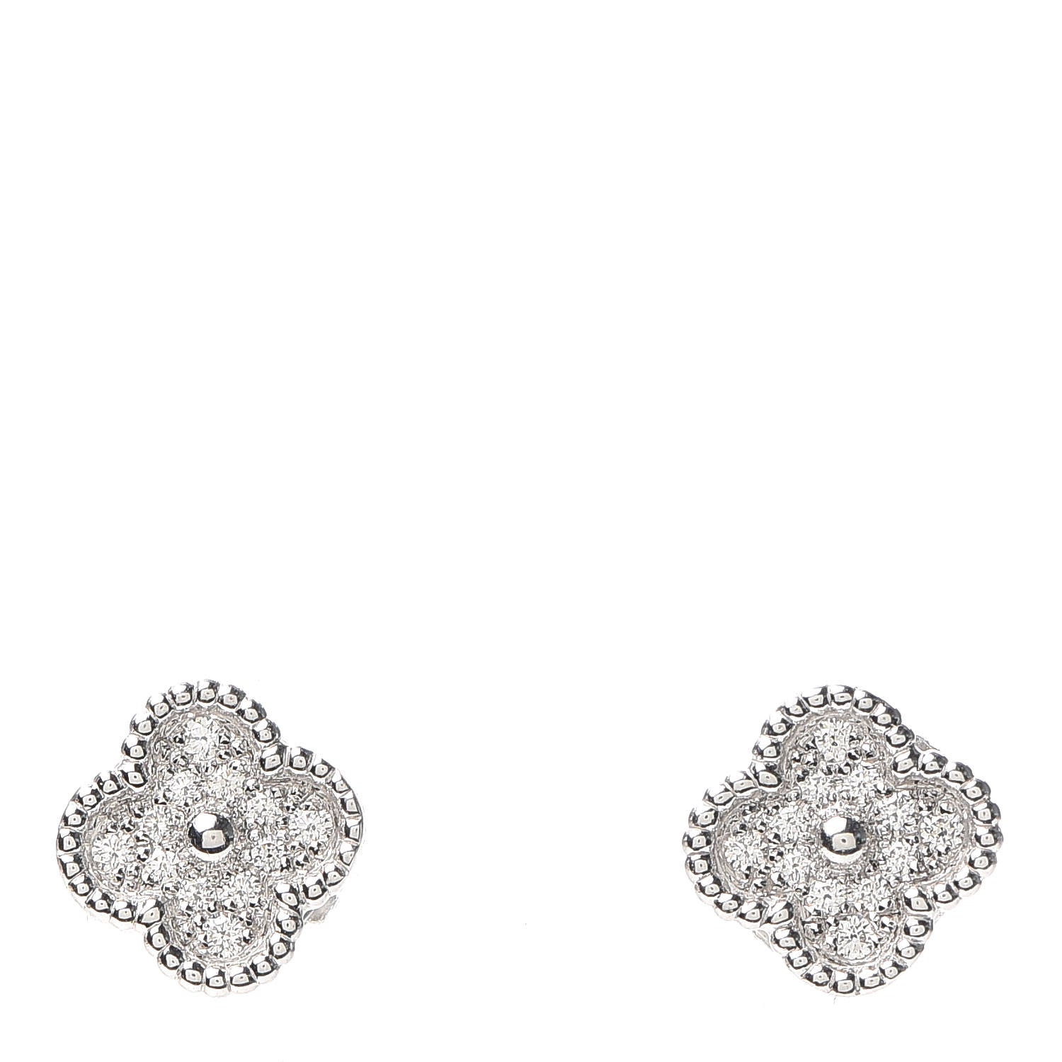 Van Cleef & Arpels 18K White Gold Diamond Sweet Alhambra Earrings 1 of 6