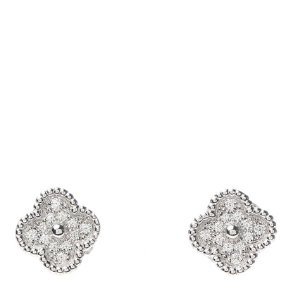 Van Cleef & Arpels 18K White Gold Diamond Sweet Alhambra Earrings 1 of 6