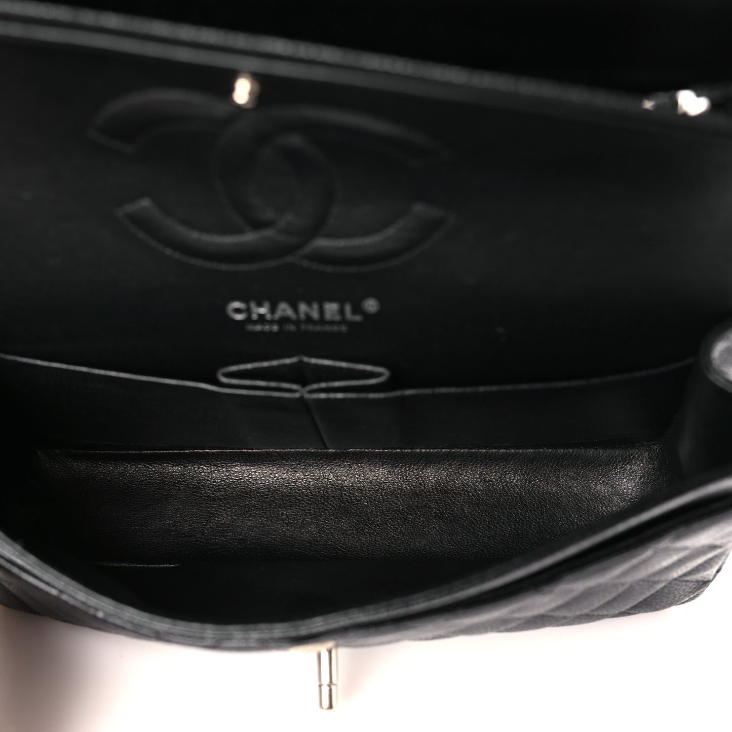 Caviar Quilted Medium Double Flap Black