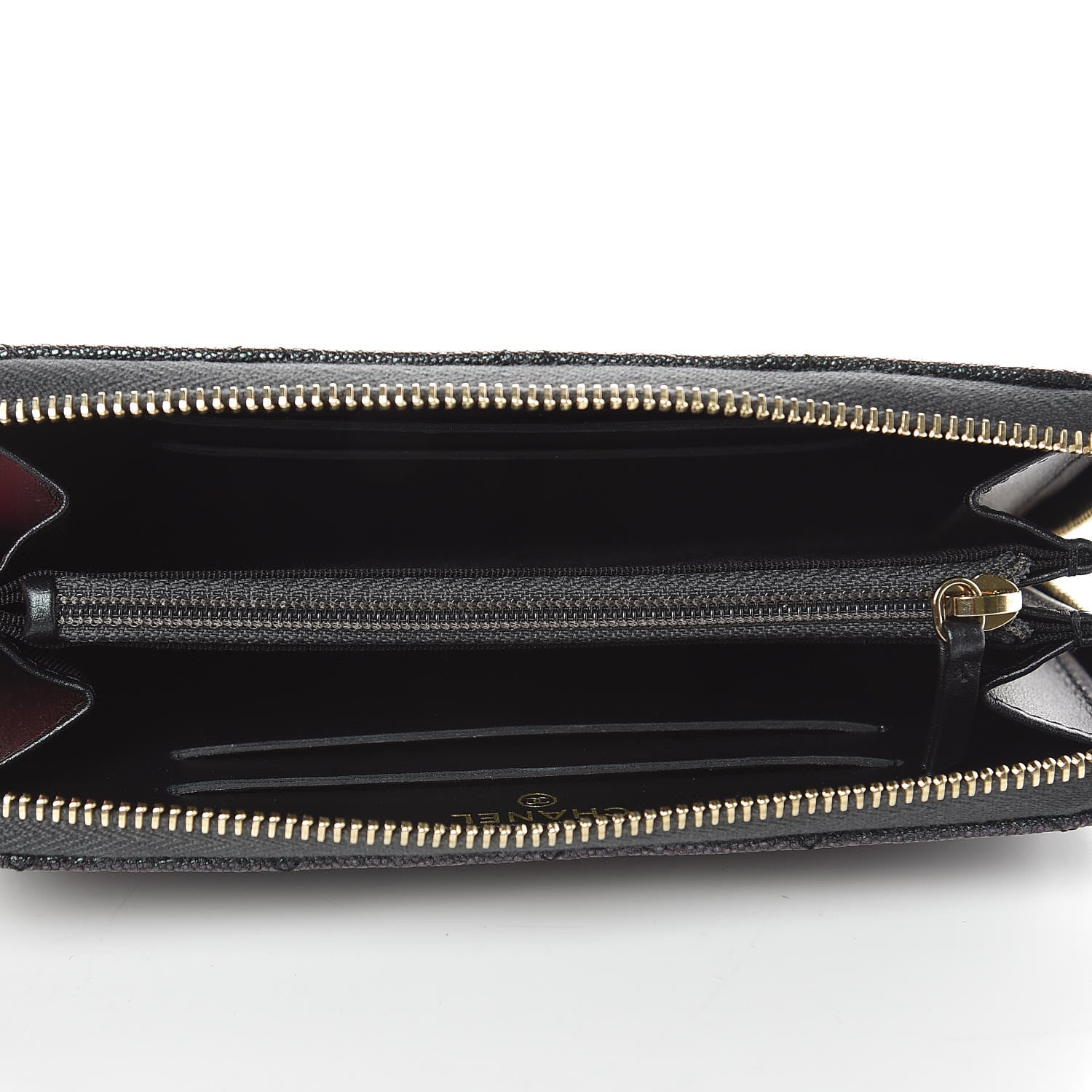 Chanel Iridescent Caviar Quilted Medium Zip Around Wallet Black 5 of 8