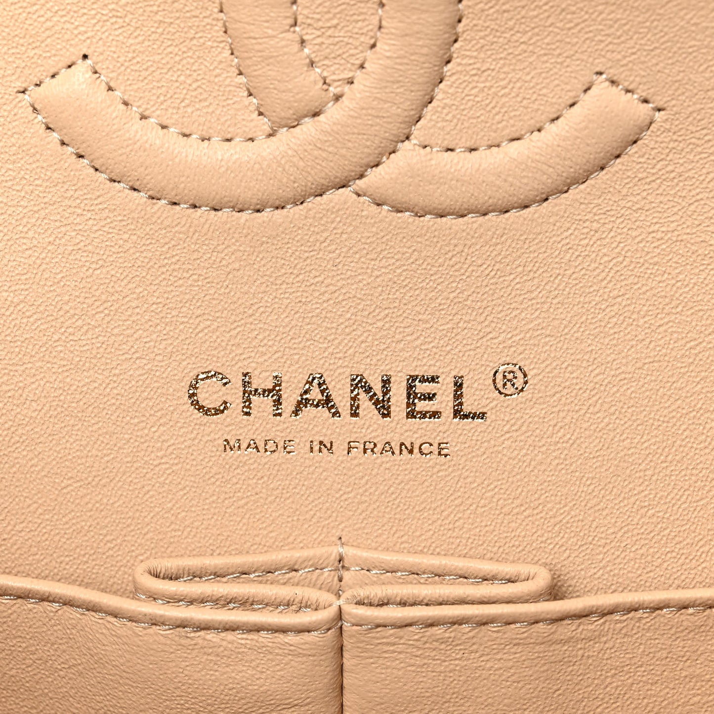 Caviar Quilted Medium Double Flap Beige