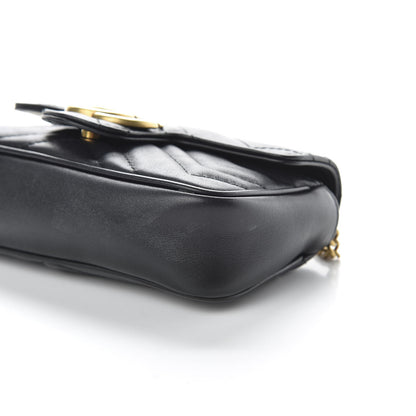 Gucci Calfskin Matelasse Super Mini GG Marmont Shoulder Bag Black 7 of 10