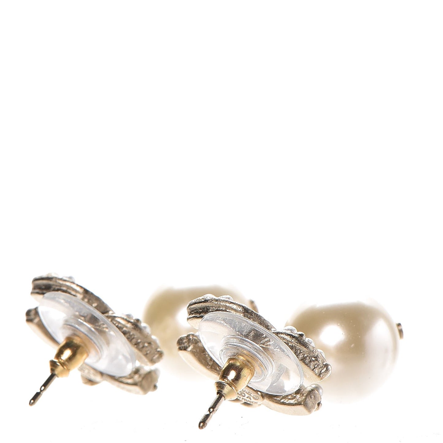 Pearl CC Drop Earrings Light Gold