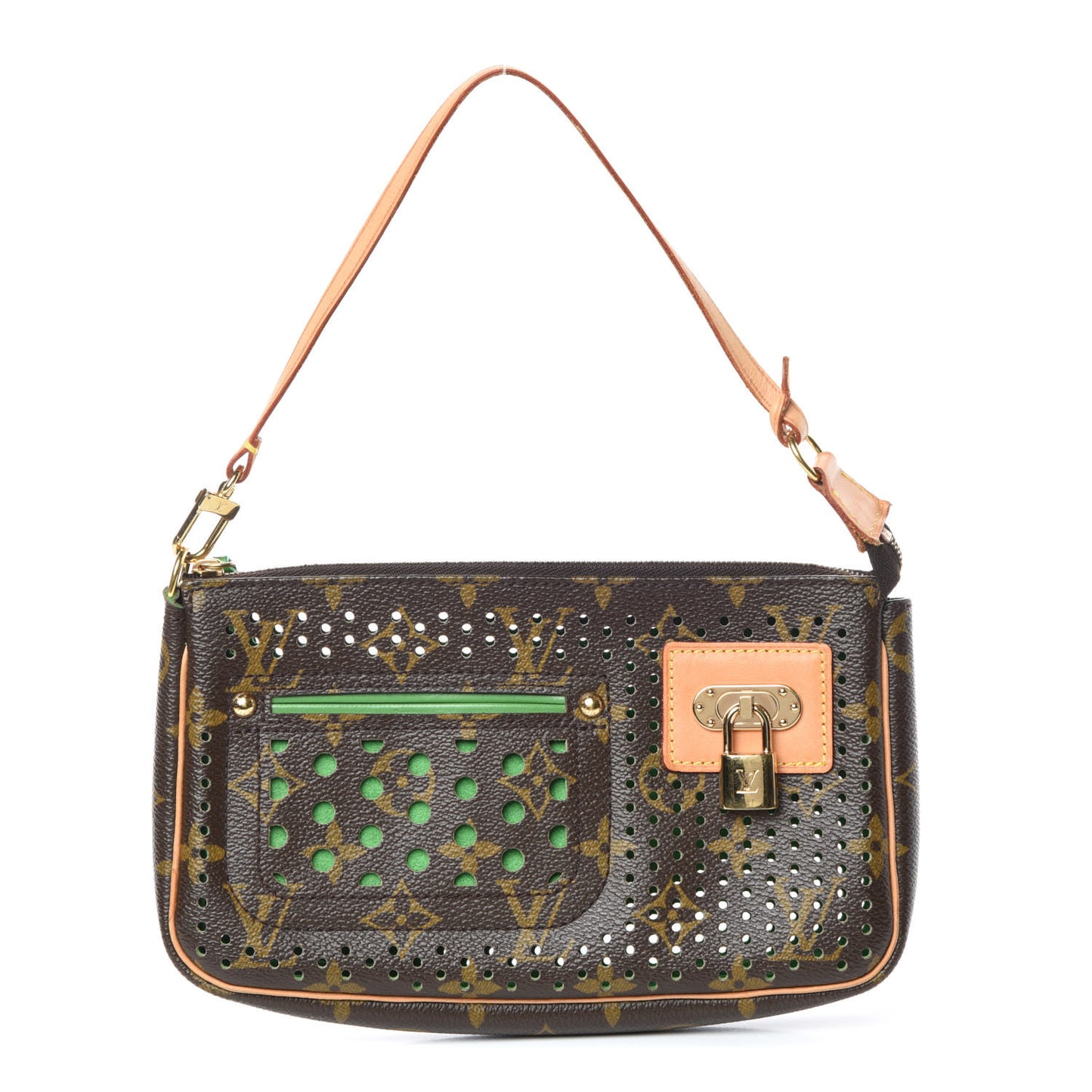 Monogram Perforated Pochette Accessories Bag Green