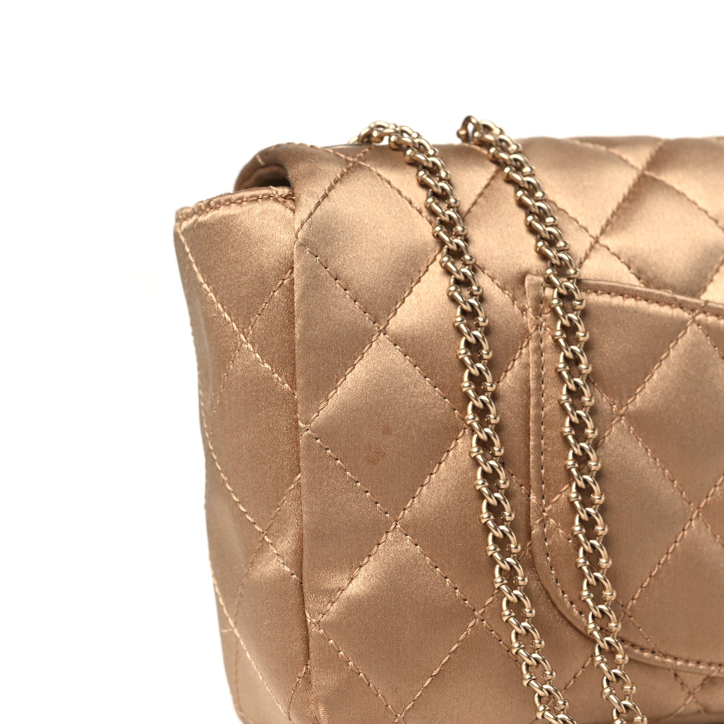 Satin Quilted Precious Jewel East West Flap Beige