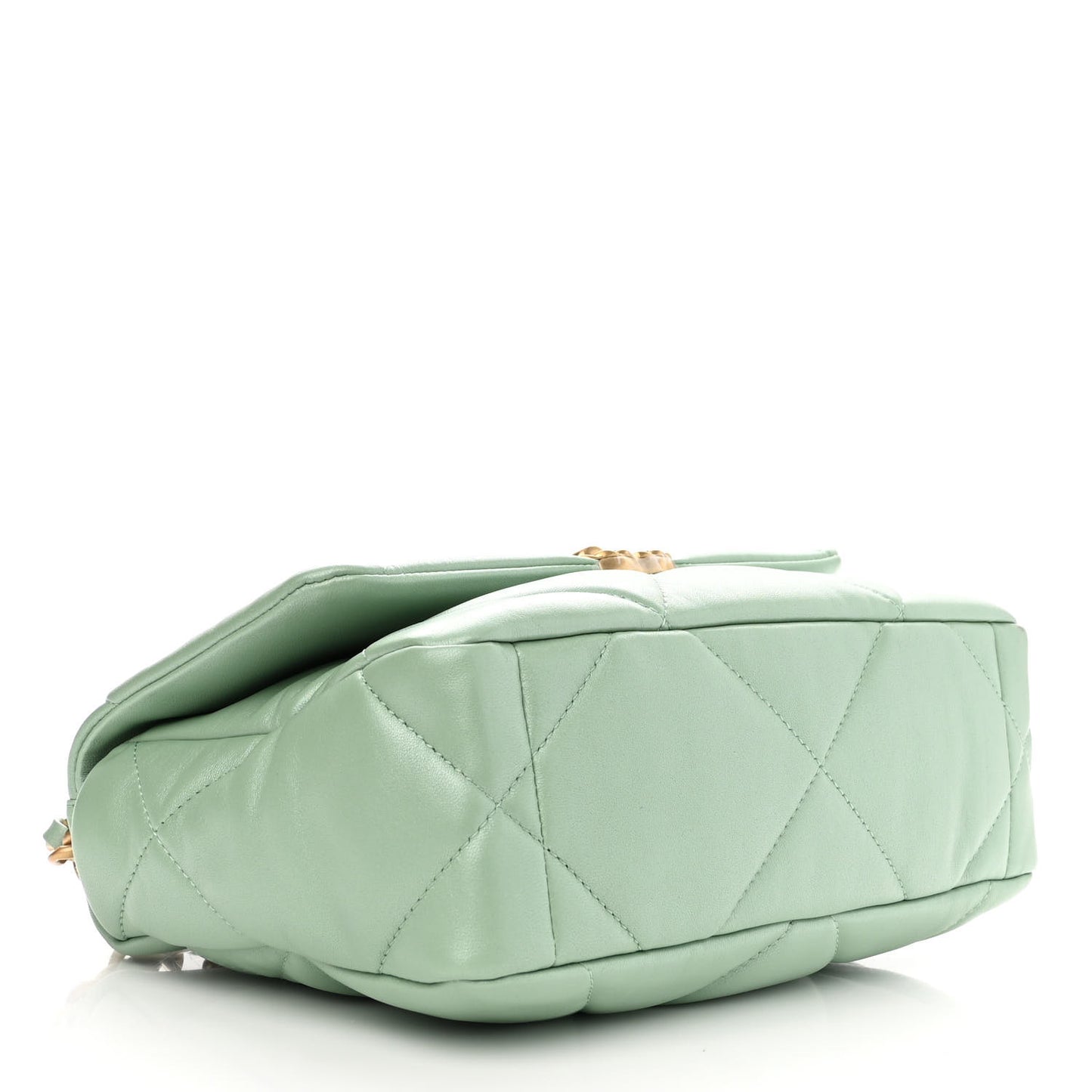 Shiny Lambskin Quilted Medium Chanel 19 Flap Light Green