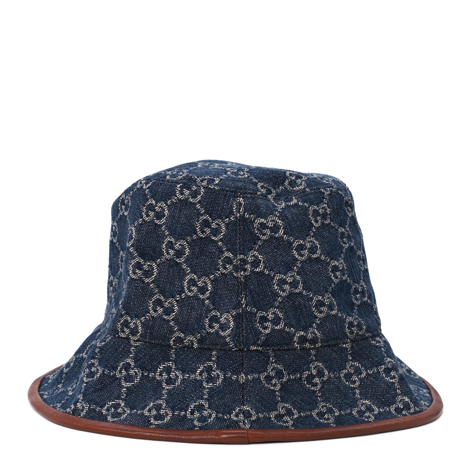Gucci Washed Jacquard Denim Nappa GG Monogram Oscar Bucket Hat M Denim Cuir 5 of 9