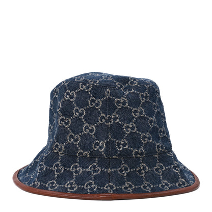 Gucci Washed Jacquard Denim Nappa GG Monogram Oscar Bucket Hat M Denim Cuir 5 of 9