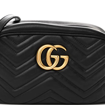 Gucci Calfskin Matelasse Small GG Marmont Chain Shoulder Bag Black 8 of 12
