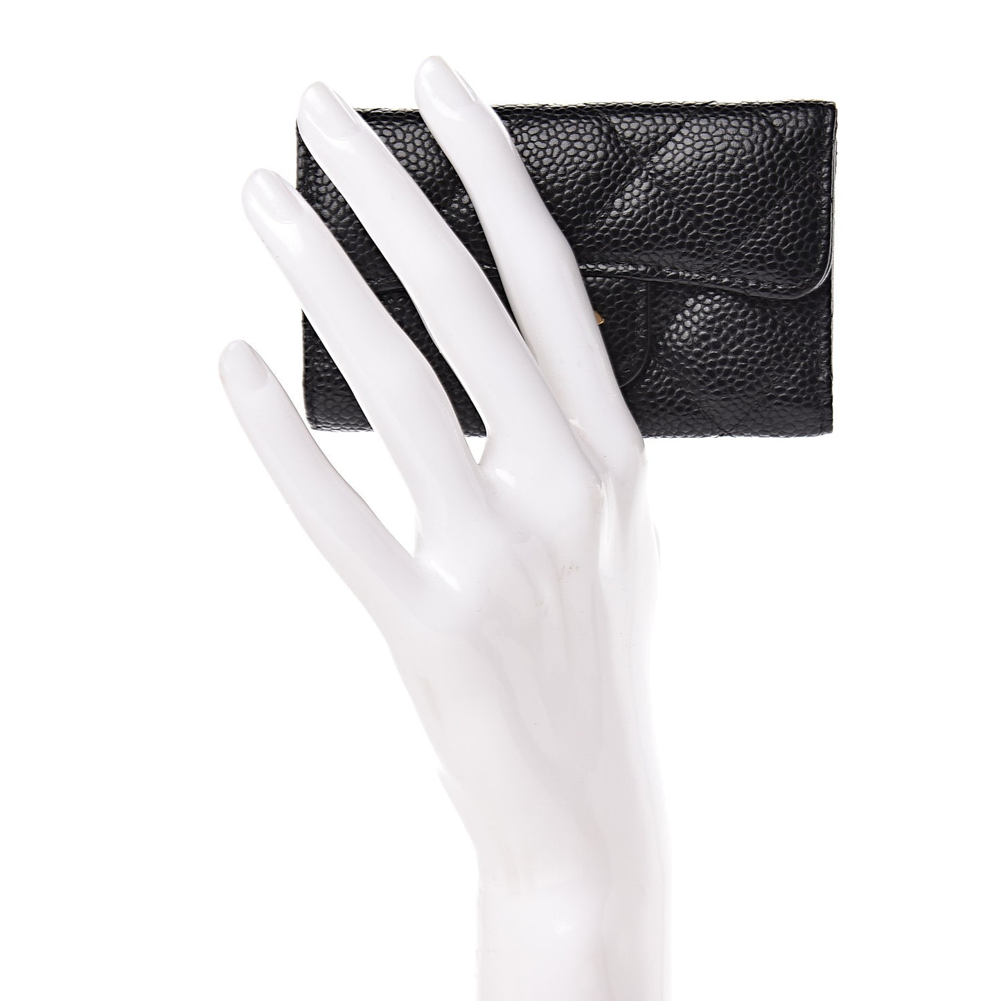 Caviar Quilted 6 Key Holder Black
