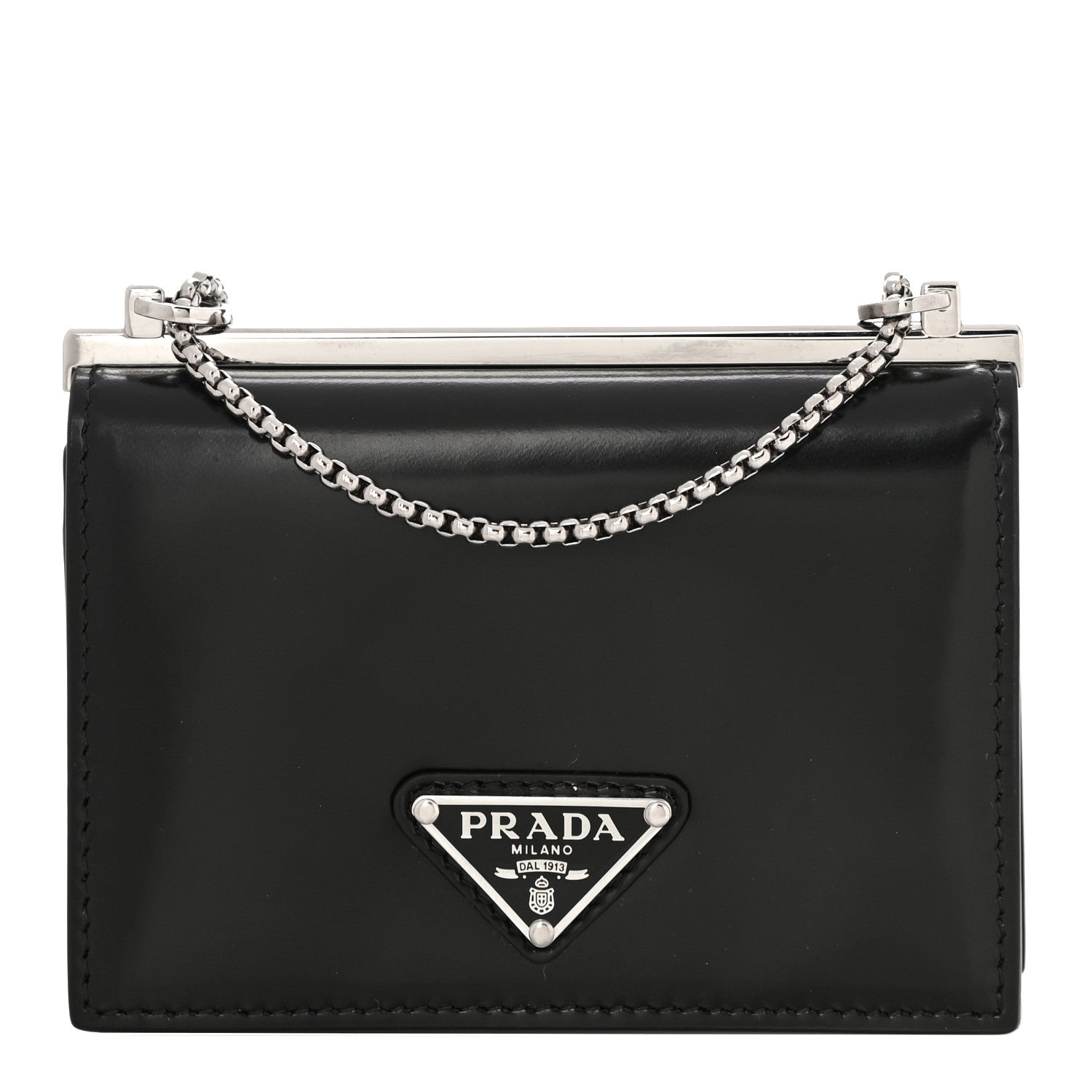 Prada Spazzolato Chain Card Holder Wallet Black 1 of 10