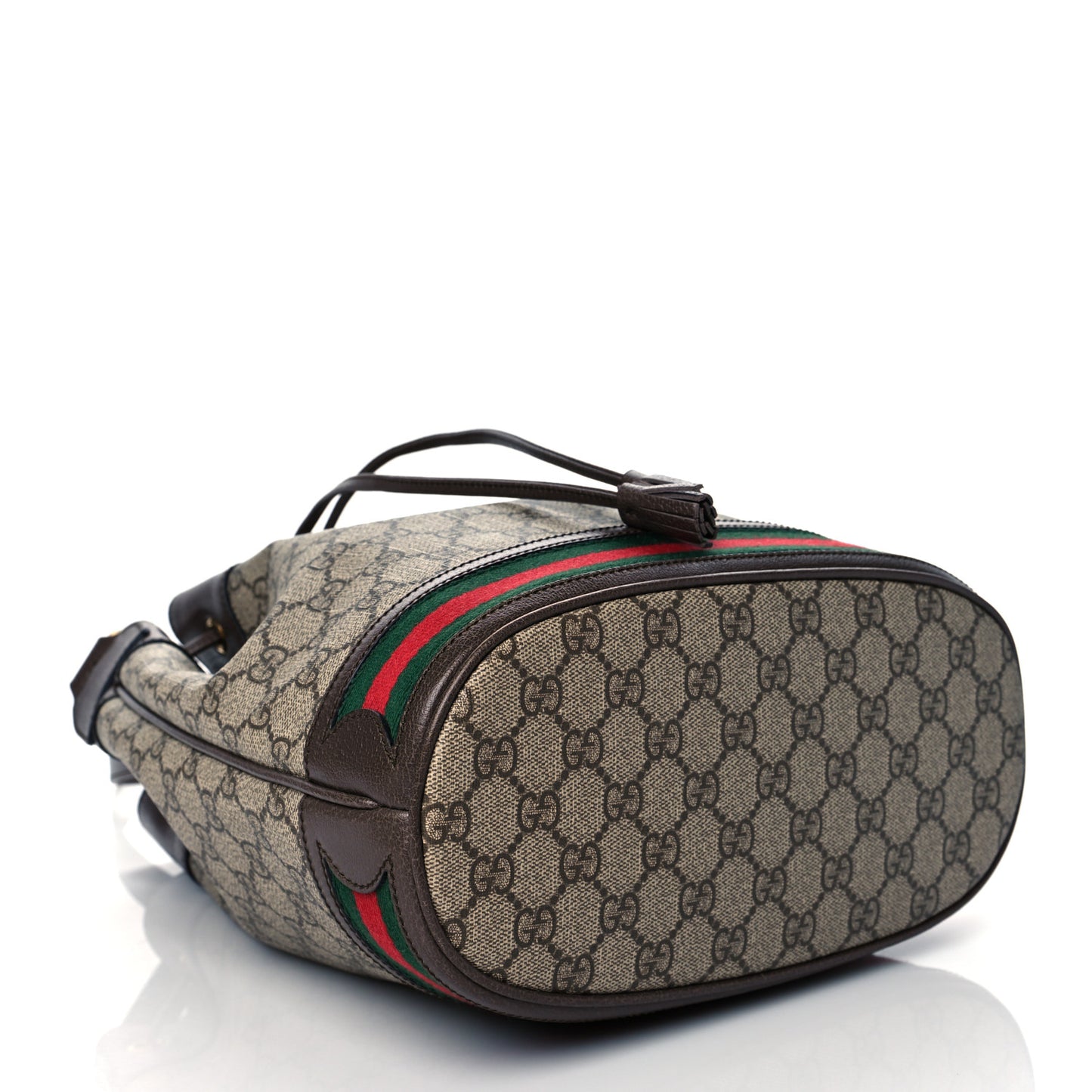 GG Supreme Monogram Web Ophidia Bucket Bag Brown