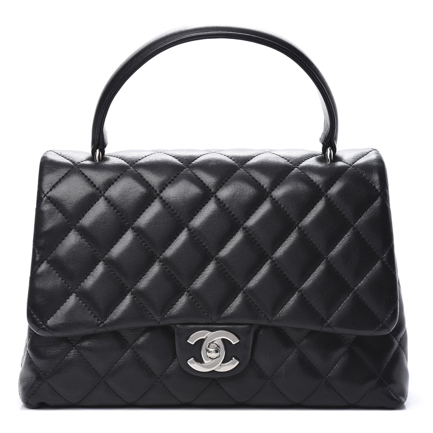 Lambskin Quilted Medium Kelly Flap Bag Black