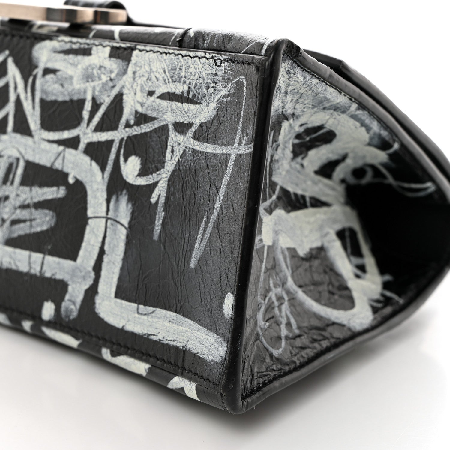 Balenciaga Agneau Graffiti Logo Small Hourglass Top Handle Bag Black 11 of 11