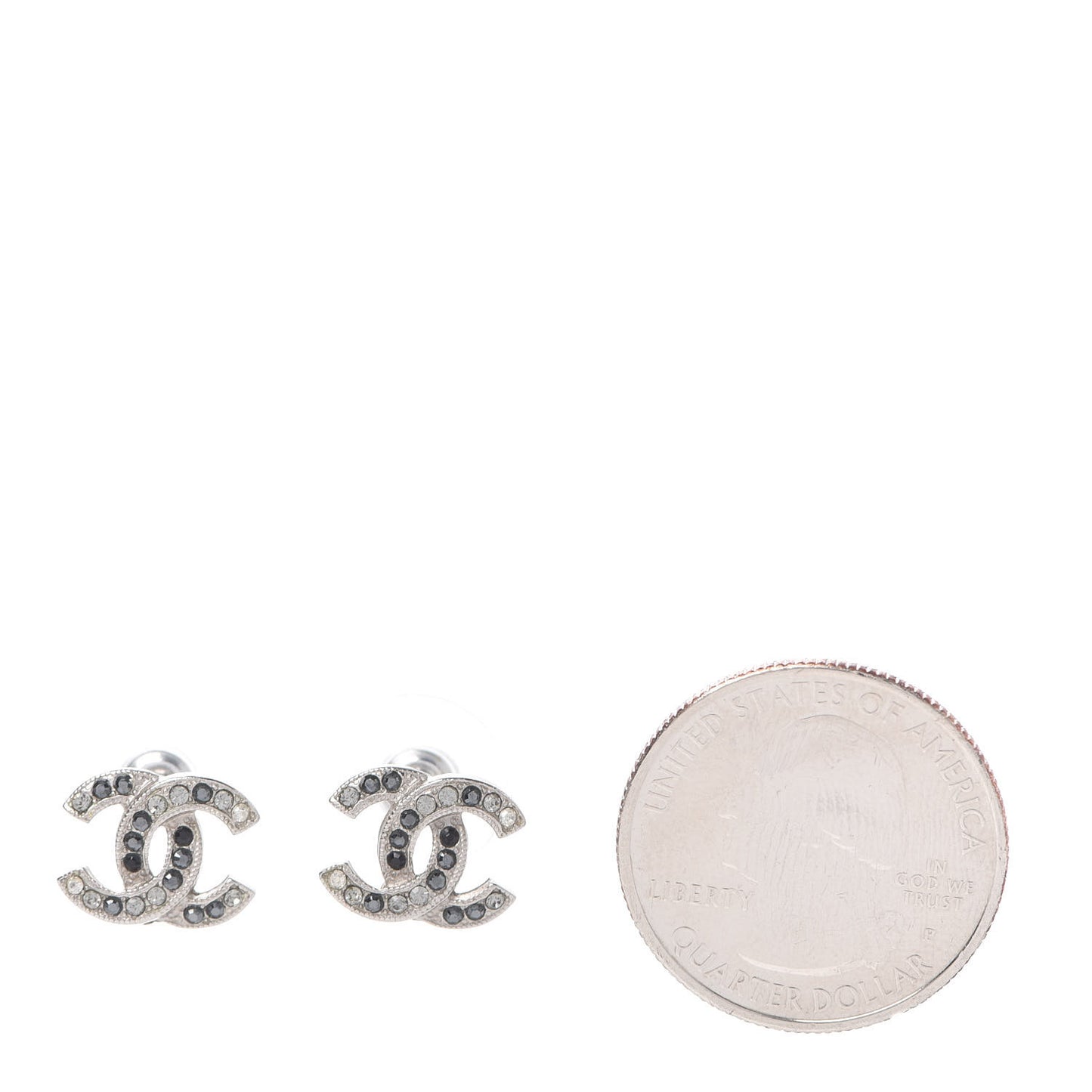 Crystal CC Earrings Silver Grey
