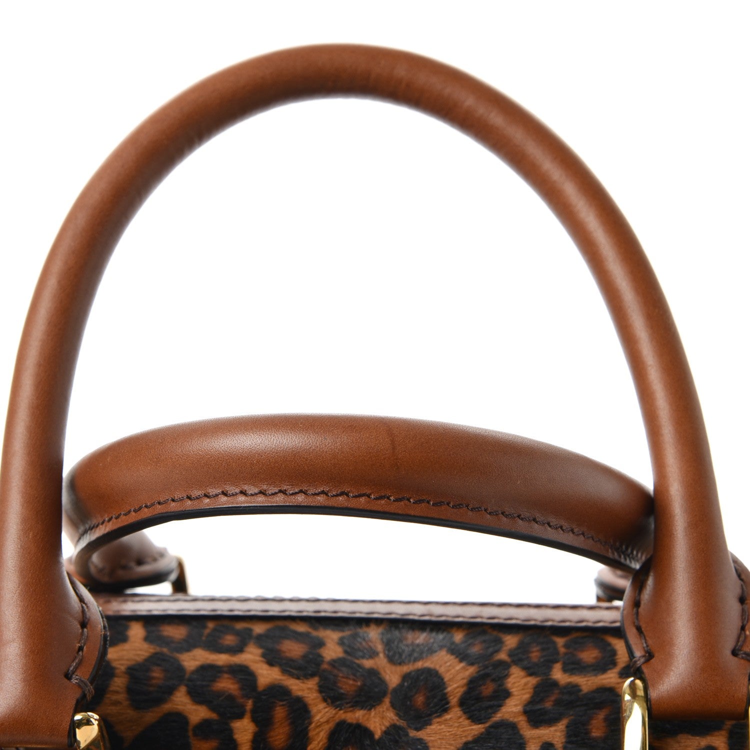 Burberry Leopard Ponyskin House Check Calfskin Boston Tan 12 of 13