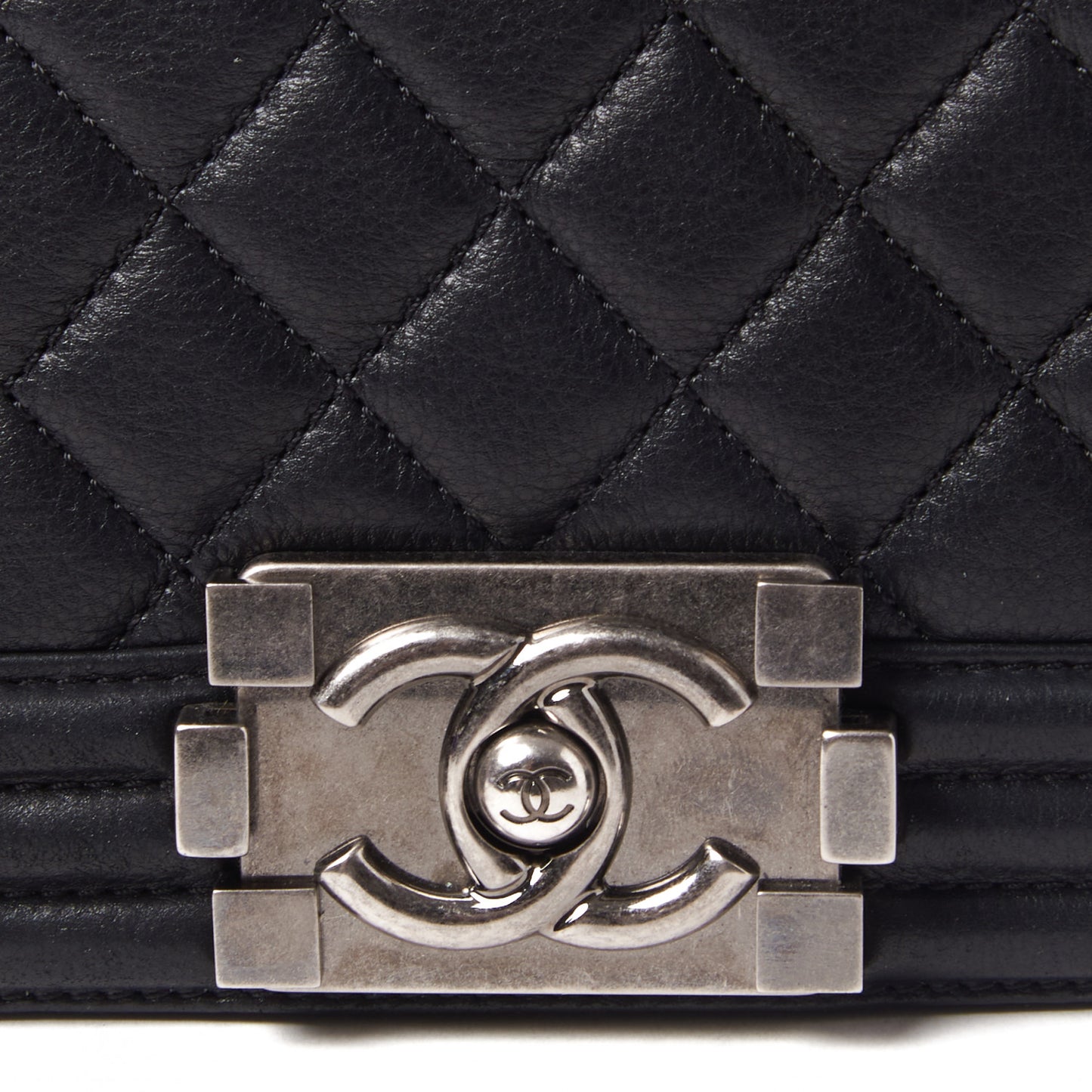 Calfskin Quilted Medium Boy Flap Black