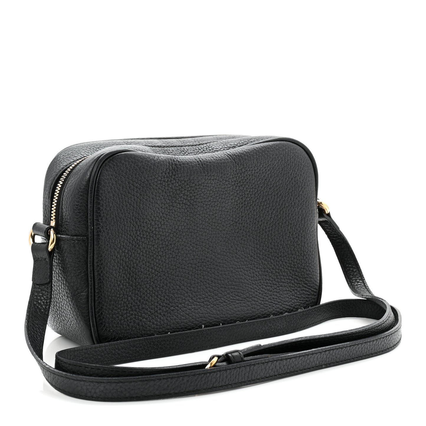 Pebbled Calfskin Small Soho Disco Bag Black