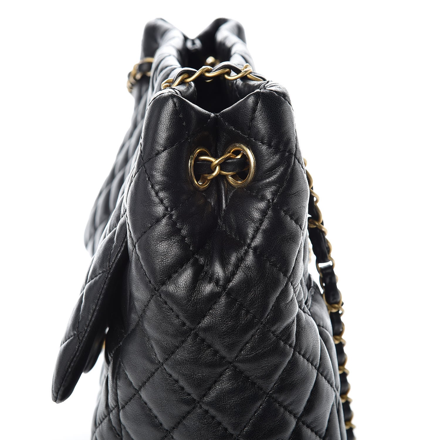 Chanel Lambskin Quilted Large Fluffy CC Shopping Tote Black 10 of 12