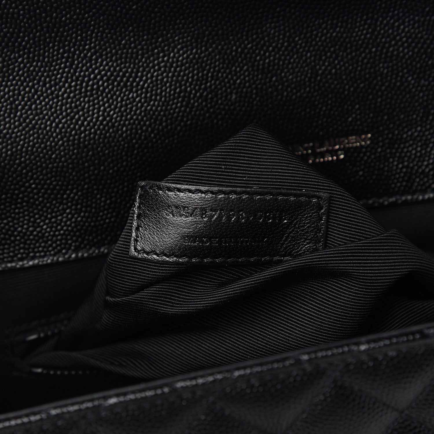 Saint Laurent Grain De Poudre Textured Mixed Matelasse Large Triquilt Monogram Monochrome Satchel Black 6 of 9