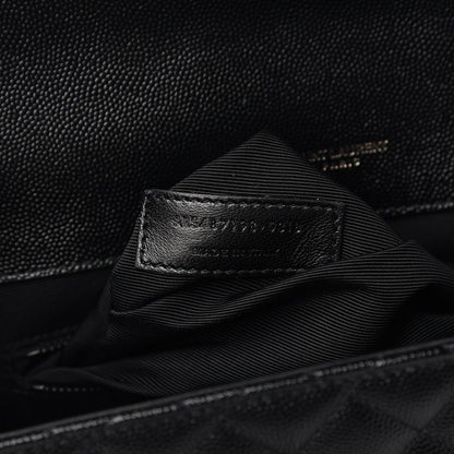 Saint Laurent Grain De Poudre Textured Mixed Matelasse Large Triquilt Monogram Monochrome Satchel Black 6 of 9