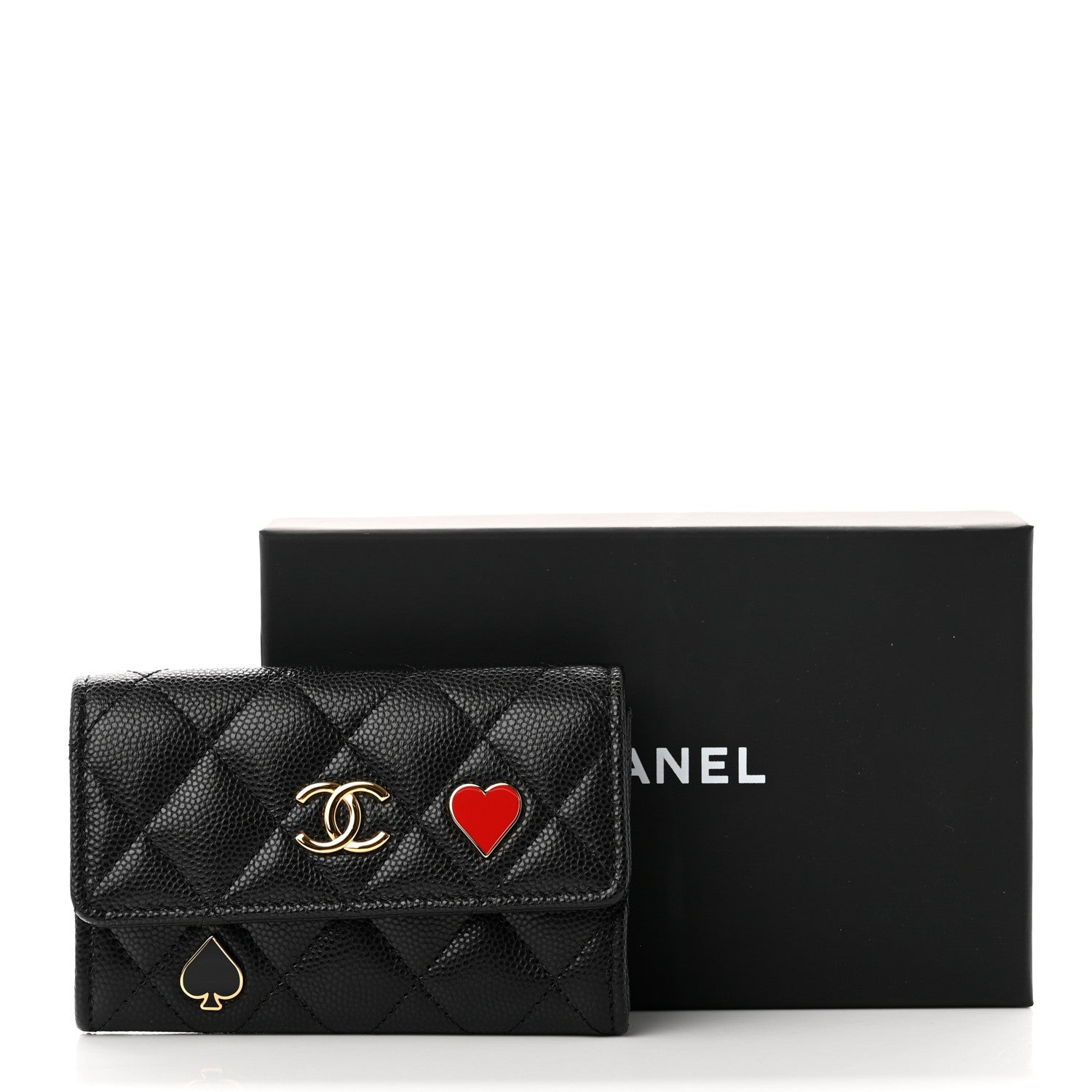 Chanel Caviar Quilted Enamel Coco Casino Flap Card Holder Wallet Black 9 of 9