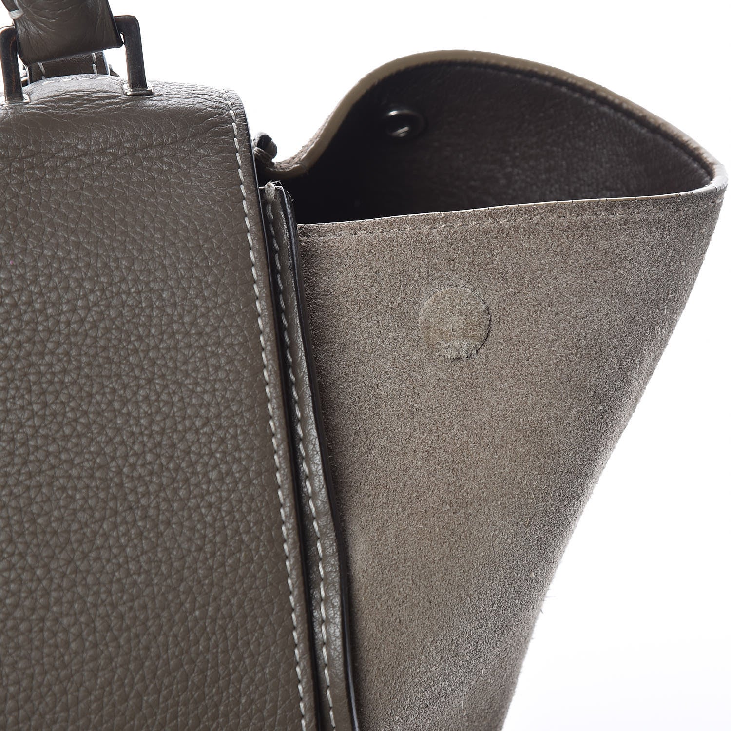 Celine Drummed Calfskin Suede Medium Trapeze Souris 9 of 19