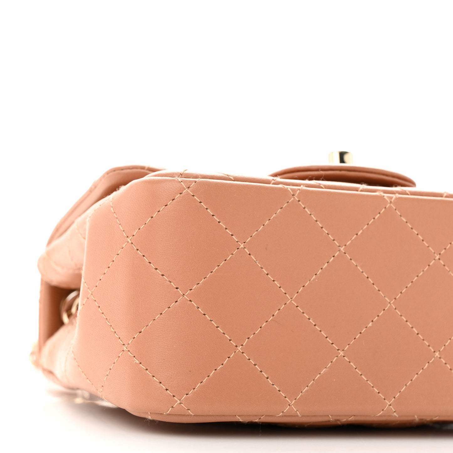 Lambskin Quilted Mini Square Flap Brown