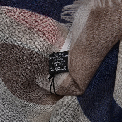 Chanel Cashmere Silk CC Scarf Beige Red 5 of 5
