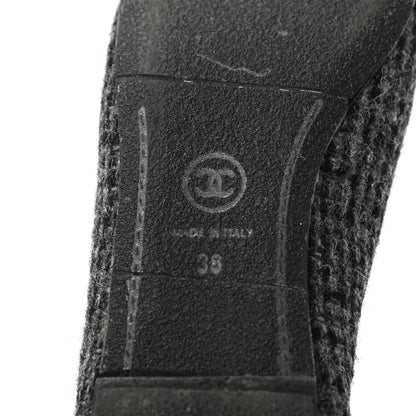 Chanel Tweed Cap Toe Ballerina Flats 36 Black Grey 9 of 11
