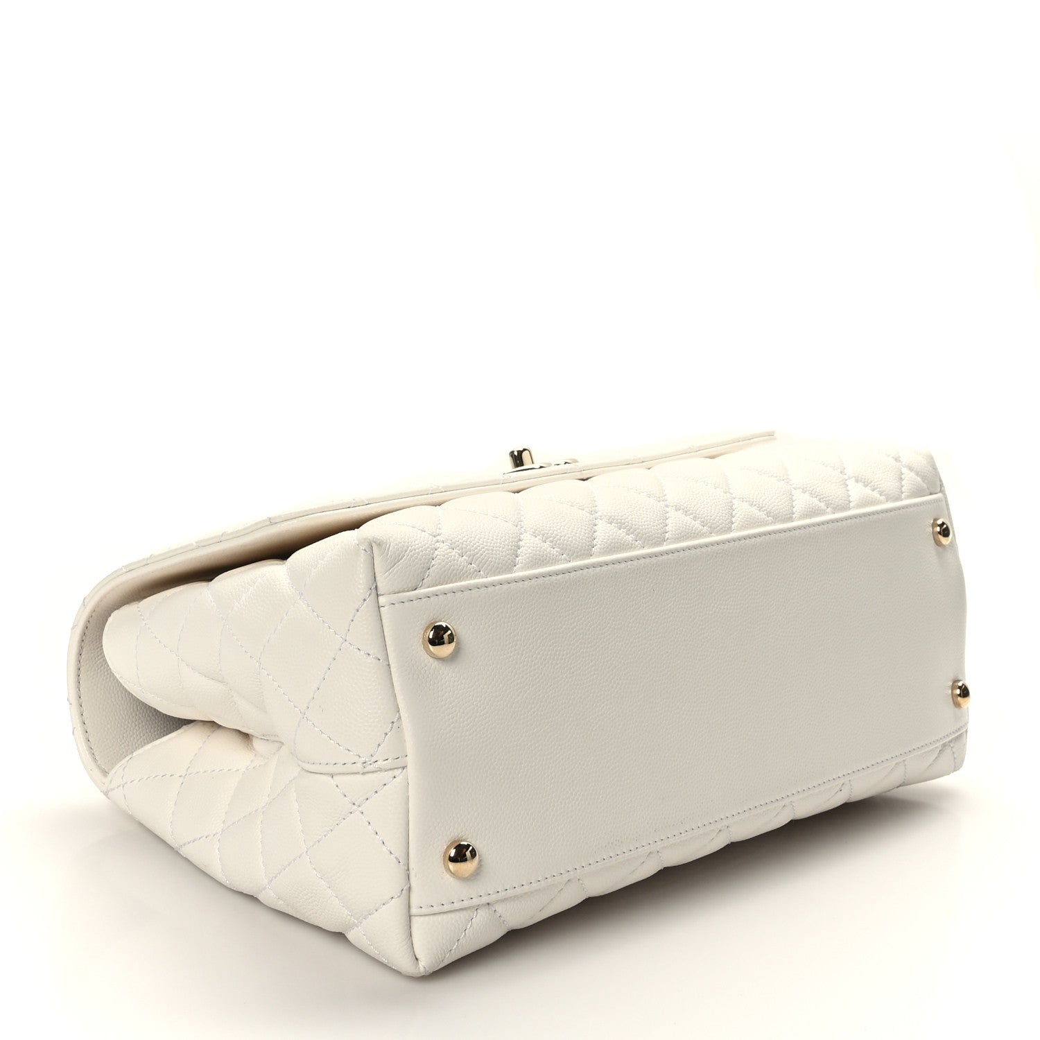 Chanel Caviar Quilted Small Coco Handle Flap White 4 of 10