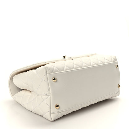 Chanel Caviar Quilted Small Coco Handle Flap White 4 of 10