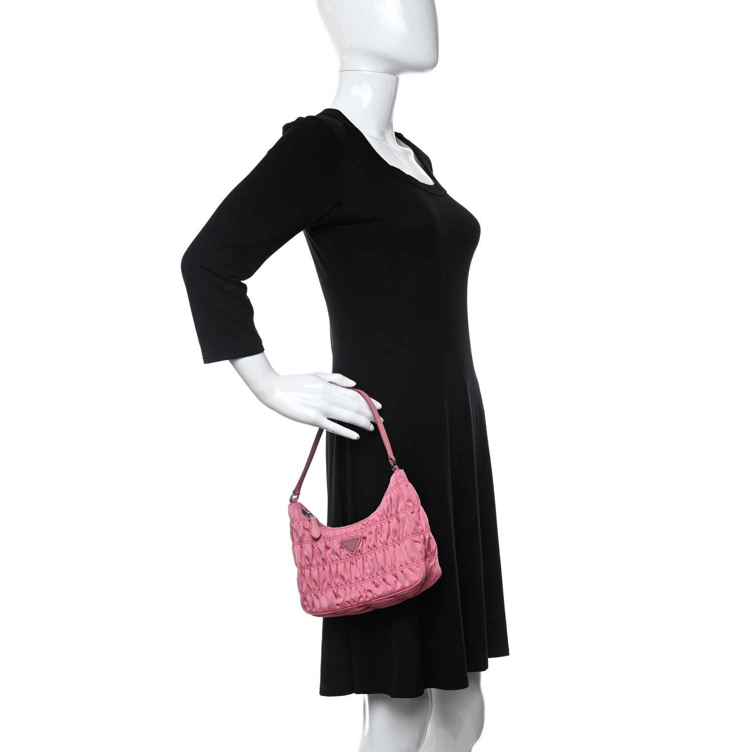 Prada Tessuto Nylon Gaufre Shoulder Bag Begonia 2 of 10