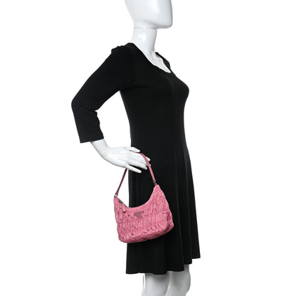 Prada Tessuto Nylon Gaufre Shoulder Bag Begonia 2 of 10