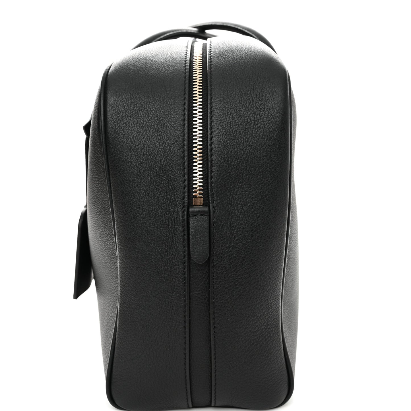 Grained Calfskin Large Half Cube Bowling Bag Black