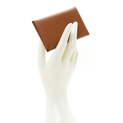 Hermes Epsom Calvi Card Case Gold 2 of 12