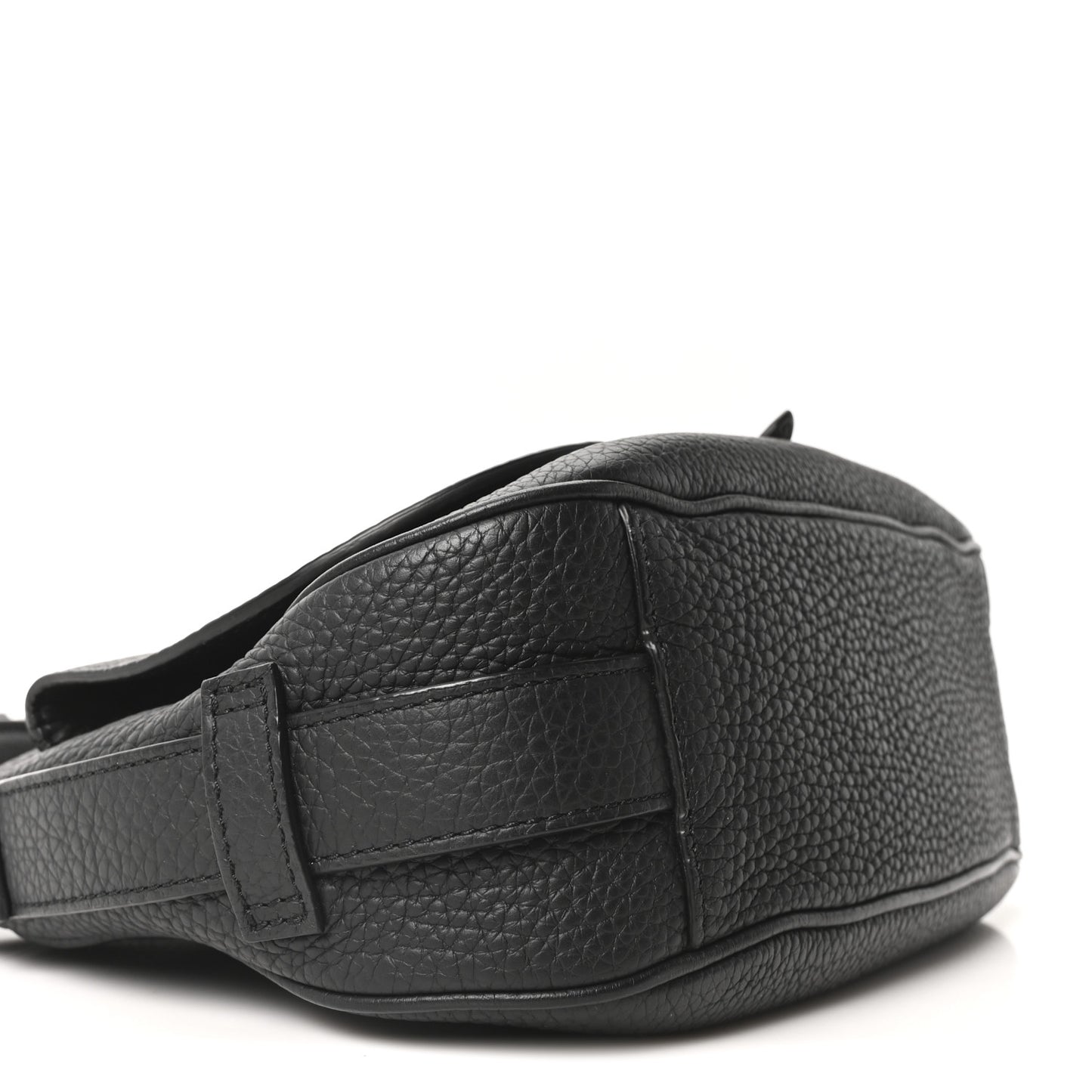 Grained Calfskin Mini Soft Saddle Bag Black