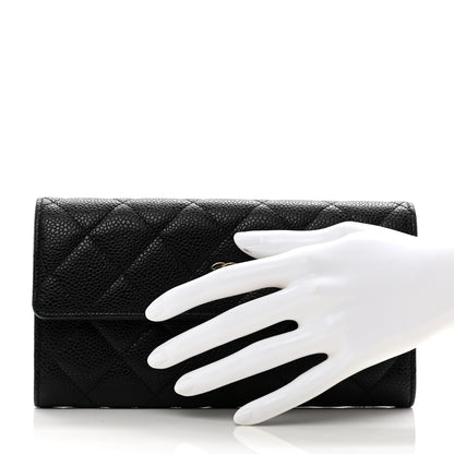 Chanel Caviar Quilted Large Gusset Flap Wallet Black 2 of 9
