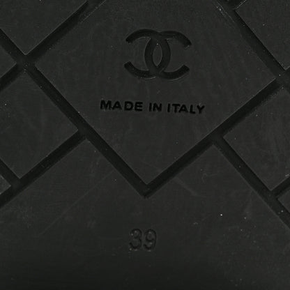 Chanel Lambskin Quilted CC Mules Wedge Sandals 39 Black 8 of 9