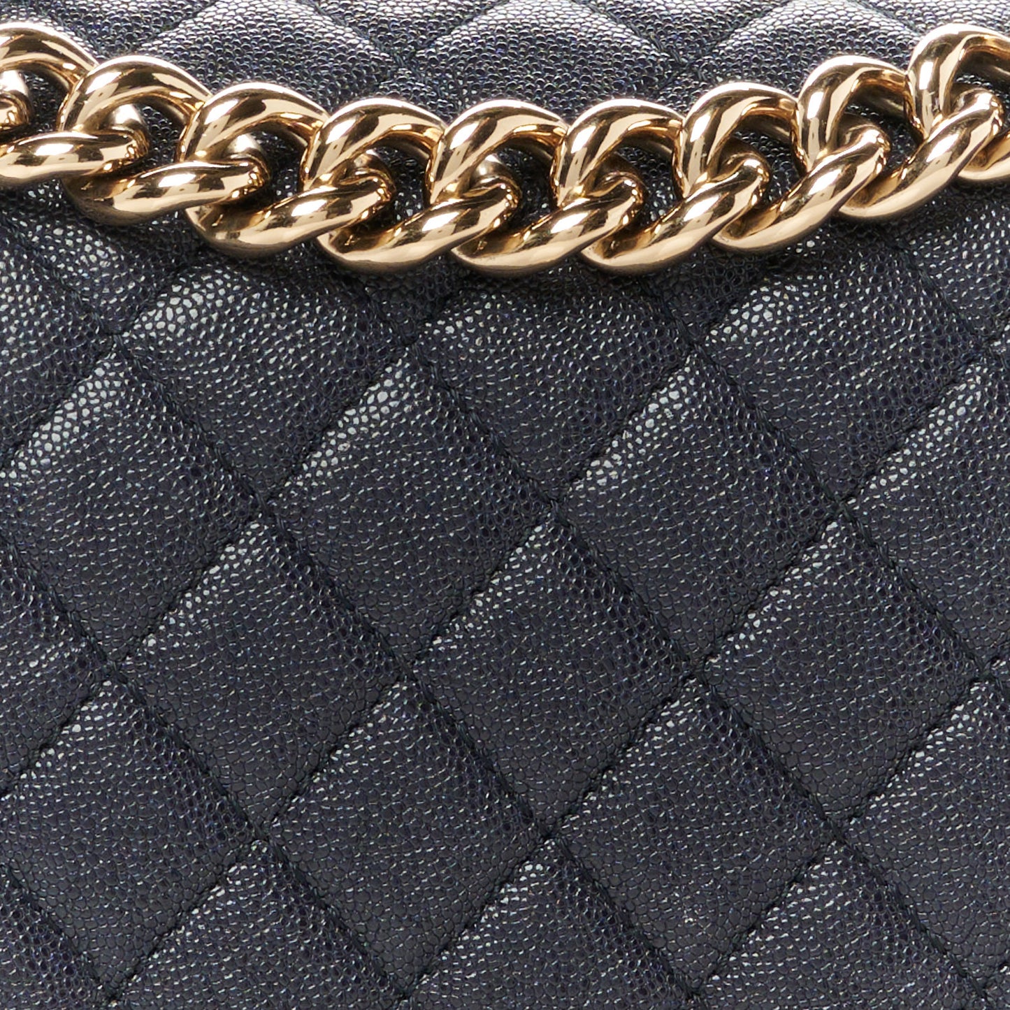 Caviar Quilted Medium Boy Flap Dark Navy Blue