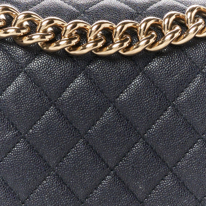 Chanel Caviar Quilted Medium Boy Flap Dark Navy Blue 8 of 10