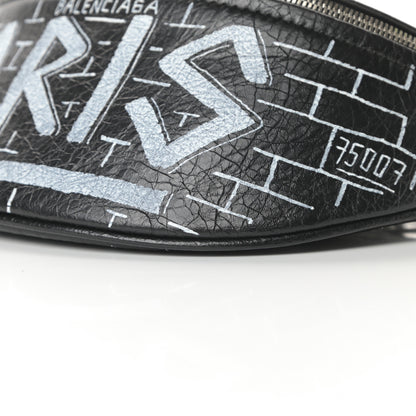 Balenciaga Agneau Arena Graffiti All Over XXS Souvenir Belt Bag Black White 9 of 10