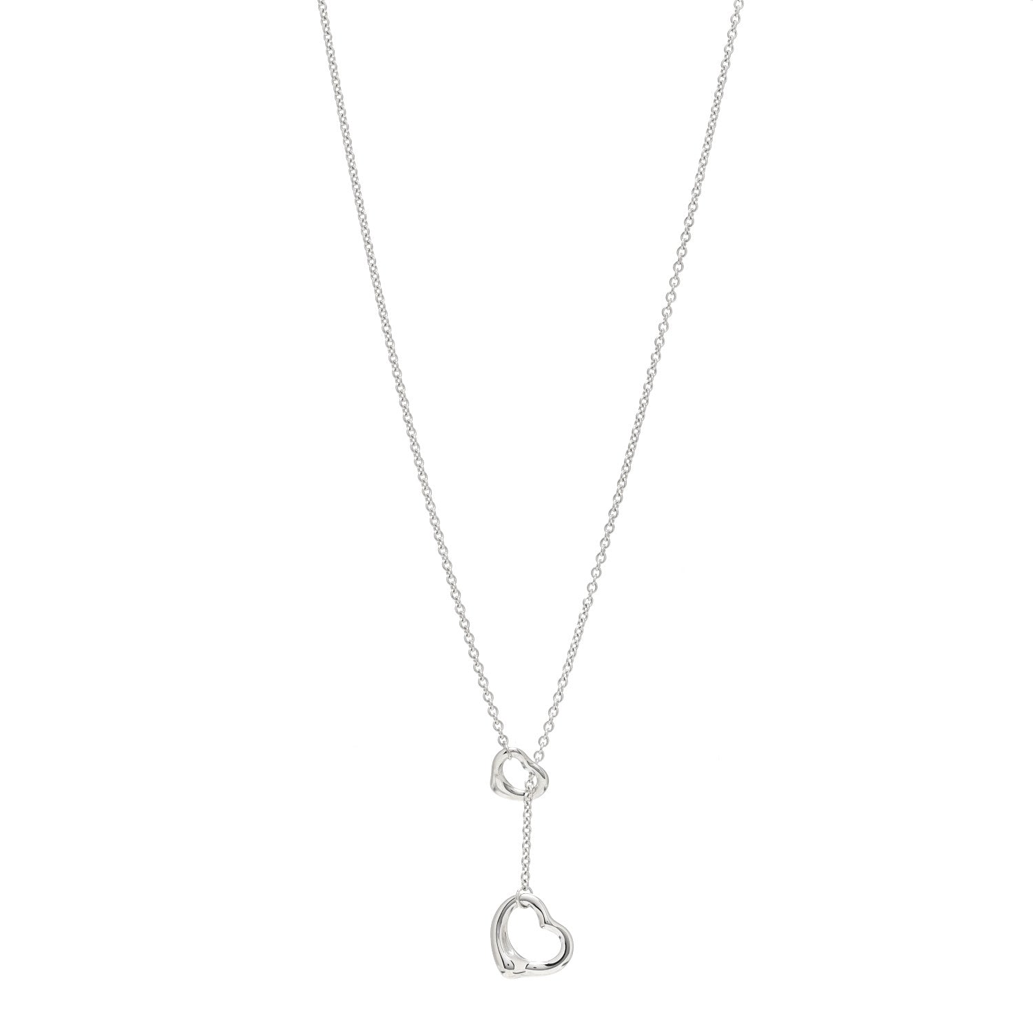 Tiffany Sterling Silver Elsa Peretti Open Heart Lariat Necklace 1 of 4
